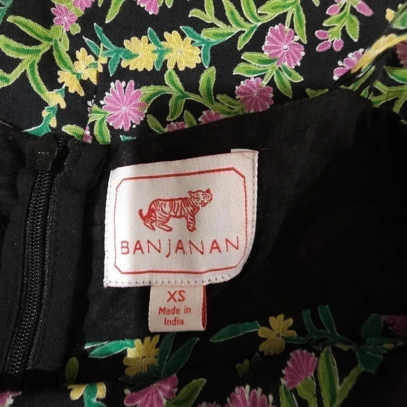 Banjanan Ruffle-Hem Tank Midi Sundress Boundless Floral Black Size XS - Picture 4 of 5